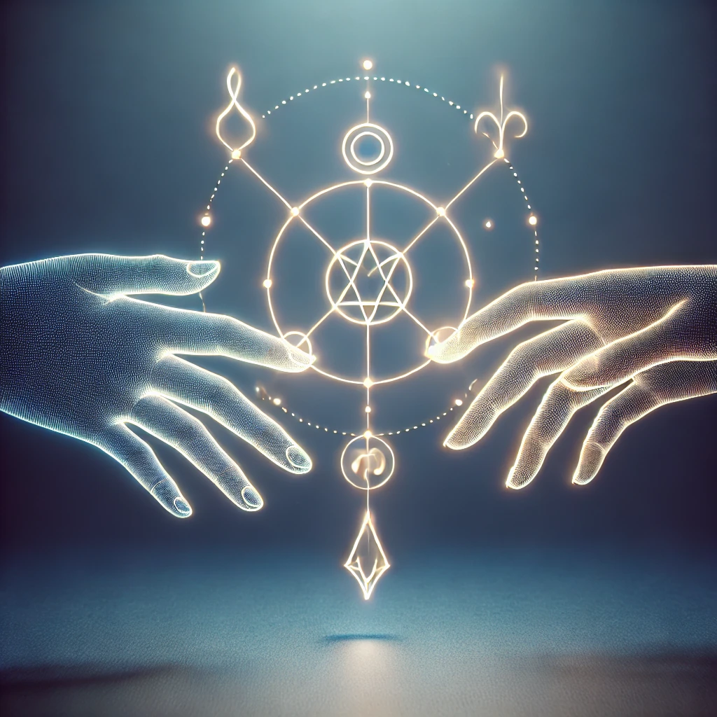 Illustration représentant deux mains en rituel